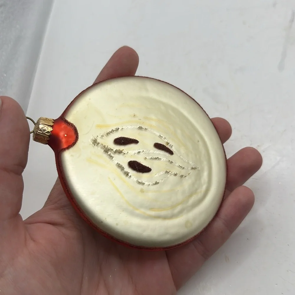 Vintage Apple Slice Glass Christmas Ornament Decor Collectible Fruit